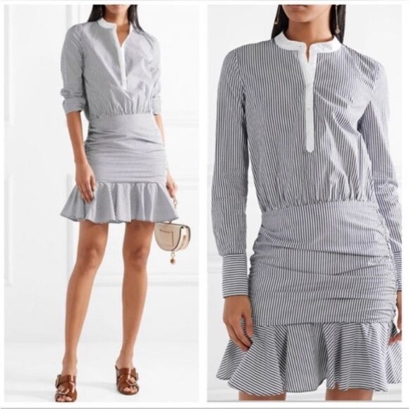 Veronica Beard Everett Dress Blue and White Striped size L $365 - Picture 1 of 6